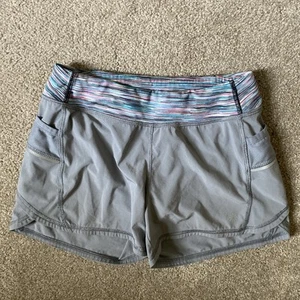 Athleta Girl Size L/12 Gray Lined Shorts Zip Back Pocket Side Pockets - Picture 1 of 8