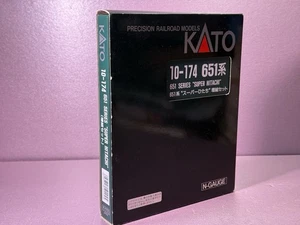 KATO N Scale 10-174 Super Hitachi 651 Series 4 Car Set W/lighting Kits Excellent - Picture 1 of 10
