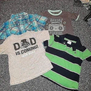 4T Boy's LOT 4 Short Sleeved Polo T Shirts and Shirts Lot T - Picture 1 of 10