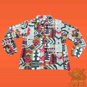 Columbia Steens Mountain Printed Fleece Jacket Beige Aztec Print Mens Full Zip L - Picture 1 of 5