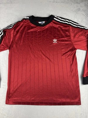 Vtg Adidas Trefoil USA Made 3 Stripe Long Sleeve Red Soccer Jersey Tee Mens L - Image 1 of 4