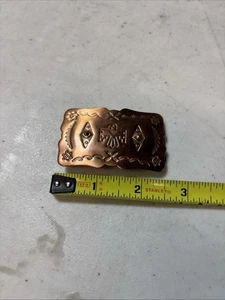VINTAGE Copper & Silver Small 2.5”x1.5” Native American belt buckle NICE - Picture 1 of 9