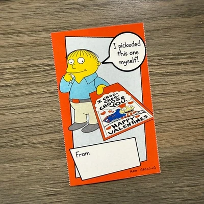 VINTAGE 2002 THE SIMPSONS VALENTINE’S DAY CARD VALENTINE RALPH WIGGUM - Image 1 of 2