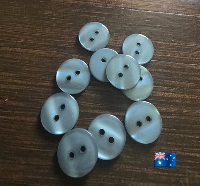 10pcs 15mm Green Tinge Black Pearl Style Acrylic 2 Hole Buttons - Image 1 of 2