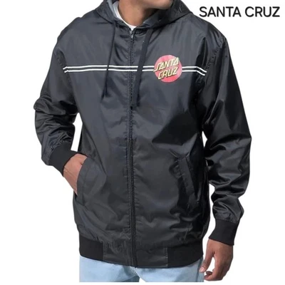 Santa Cruz Skateboards Y2K Lined Full Zip Hooded Windbreaker Dot Logo SZ Medium - Image 1 of 4
