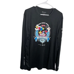 Run Disney Half Marathon Shirt Donald Mickey Adult Large Black Long Sleeve 2018 - Picture 1 of 8
