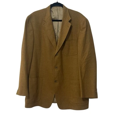 Vintage Daniel Cremieux 44L Wool Blazer Camel Brown 3 Button Patch Pocket USA - Image 1 of 4
