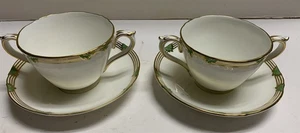  Coalport England Tee Kaffee Gold Overlay 2 Griffe 2 EA Tassen & Untertassen Antik - Bild 1 von 5