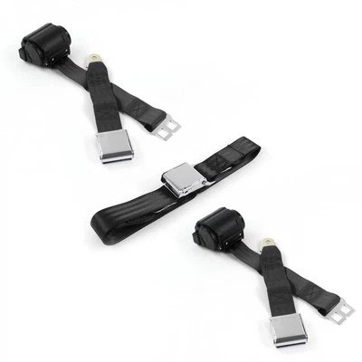 Ford Fairlane 1960 - 1961 Airplane 2pt Black Retractable Bench Seat Belt Kit - 3 - Image 1 of 4