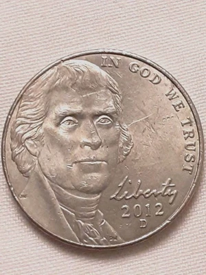 2012-P Jefferson Nickel VF Rare DDO Obverse RPM Multiple Strike Thru Error - Image 1 of 4