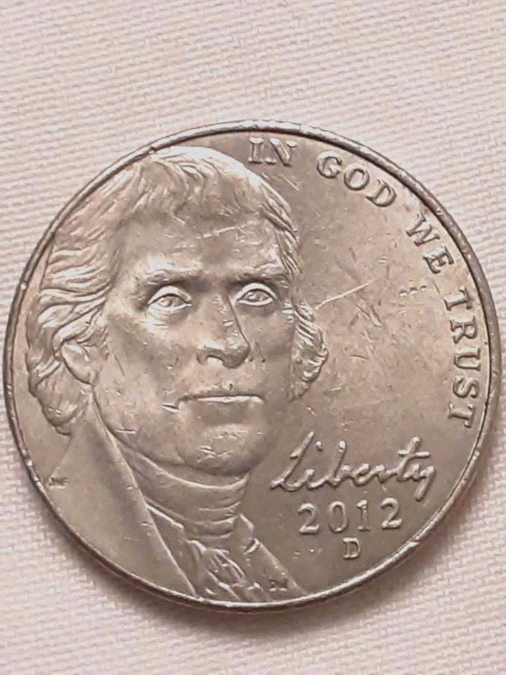 2012-P Jefferson Nickel VF Rare DDO Obverse RPM Multiple Strike Thru Error - Image 1 of 4