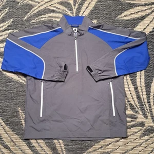 Footjoy Giacca a Vento Golf Uomo Taglia Large Grigio Blu 1/4 Zip - Foto 1 di 6