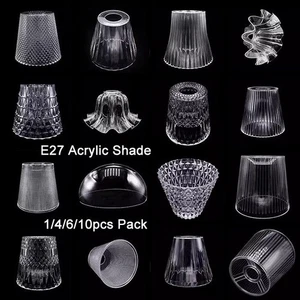 Clear Frosted Acrylic Lamp Shade Cone Bell Half Globe Pattern E27 Plastic Cover - Picture 1 of 43