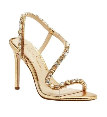 Sandalias para mujer Jessica Simpson Jaycin apenas allí estrás doradas talla 9M Foto 1 de 4