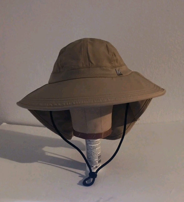 Mission Cooling Sun Protector Poly Hat chin strap green unisex wide brim