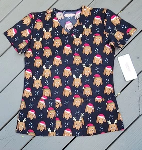 Elite Med Performance Weihnachten Rentier Peeling Top Damen Größe M Neu mit Etikett! UVP 39 $ - Bild 1 von 4