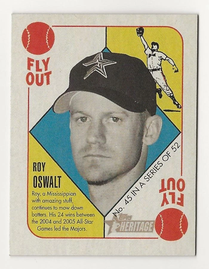 2005 Bowman Heritage Roy Oswalt ‘51 Topps Heritage Blue Backs Astros 45 - Image 1 of 2