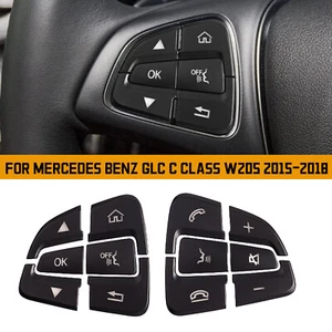 Steering Wheel Button Black Trim For Mercedes Benz GLC C Class W205 2015-2018F2 - Picture 1 of 7