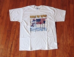 (XL) Extra Large Peace on Earth with Flag White T-shirt 50% cotton 50% polyester - Picture 1 of 6