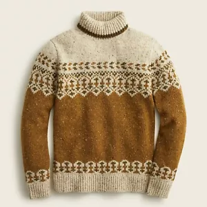 NWT J.Crew Wallace & Barnes Fair Isle Donegal Turtleneck Sweater - XS, Olive - Picture 1 of 4