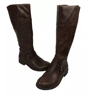 Baretraps Knee High Riding Boots Women 10M Tall Brown Faux Leather Zip - Picture 1 of 13