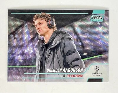 2021-22 TOPPS STADIUM CLUB CHROME BRENDEN AARONSON AQUA WAVE REFRACTOR  075/250 - Image 1 of 3