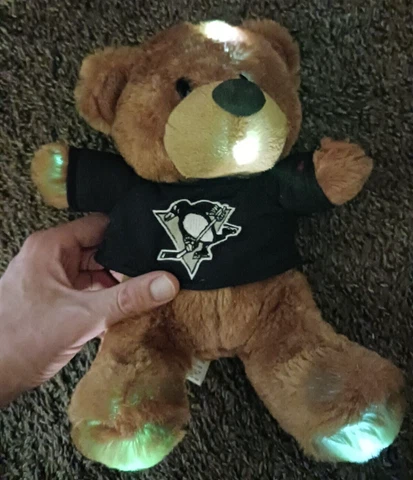 Pittsburg Penguins 10" Plush Light Up Bear NHL Forever Collectibles Stuffed Cover