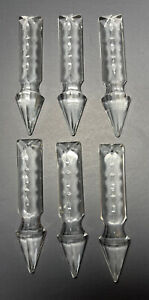 Set of 6 Replacement Antique/Vintage 3 1/2" Crystal Spear Lamp Prisms New
