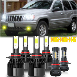 For Jeep Grand Cherokee 1999 2000 2001 2002 2003 2004 LED Headlight + Fog Lights