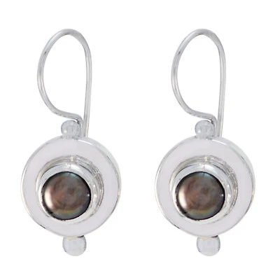 splendiferous Grey Pearl 925 Sterling Silver Grey Earring genuine indian US gift - Image 1 of 4