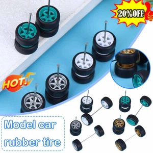 4 Spoke Custom Alloy 1:64 Wheels And Tyres Real Riders Rubber For Hot Wheel DE - Bild 1 von 19
