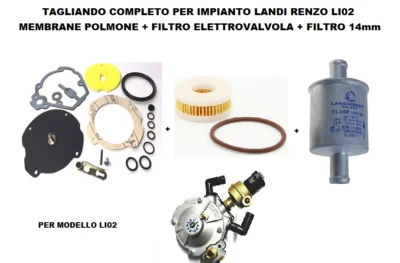 GAS GAS KIT REVISIONE LI02 POLMONE RIDUTTORE + FILTRO GPL FASE GAS E LIQUIDA LANDI RENZO