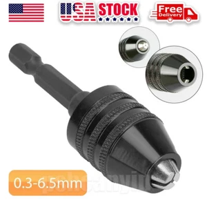 Keyless Drill Chuck 0.3-6.5mm 1/4" Hex Shank Quick Change Adapter Converter - Picture 1 of 10