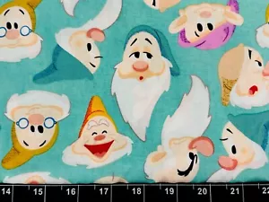 Tina SCRAP 9"x21" Disney Snow White 7 Dwarfs Sleepy Dopy Grumpy Cotton Fabric - Picture 1 of 1