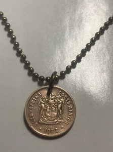 1972 Vintage Circulated South Africa 1 Cent Coin Pendant - Picture 1 of 5