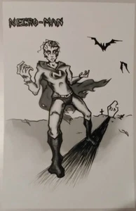 Necro-Man B&W Print 11x17" por Valerie Sattazhan Zombie Super-Hero - Imagen 1 de 1