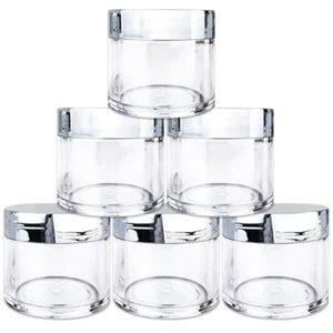 Beauticom® (6 PCS) 30G/30ML High Quality Clear Plastic Jars with Silver Lids - Picture 1 of 4