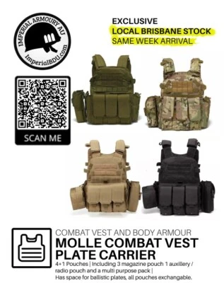 Chaleco táctico Molle Ejército Combate Placa Portador (ImperialBDU) se envía desde BRISBANE Foto 1 de 3