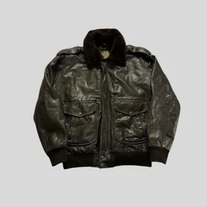 Men's Vintage 90s USAF G-1 Flying Brown Cow Leather Jacket Size L - Picture 1 of 7