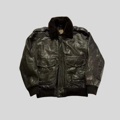 Men's Vintage 90s USAF G-1 Flying Brown Cow Leather Jacket Size L - Image 1 of 4