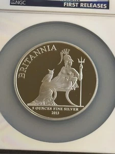 2013 £10 Silver 5oz Britannia NGC PF69 Ultra Cameo First Releases - Picture 1 of 3