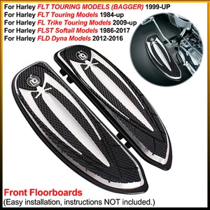 Front Rider Floorboards/Footrests For Harley FLT Touring, FLST Softail, FLD Dyna - Picture 1 of 14