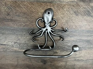 Iron Toilet Paper TP Holder Octopus Bathroom Beach, Lake house Bath metal NEW - Picture 1 of 13