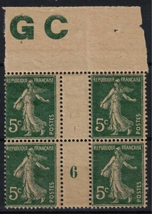 FRANCE SEMEUSE N° 137 BLOC DE 4 MANCHETTE GC MILL 6 NEUF ** GOMME SANS CHARNIERE - Picture 1 of 2