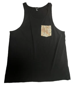 Unique Leopard pocket Women Large tank top Razor back Loose fitting ADORABLE - Picture 1 of 6