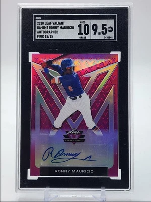 RONNY MAURICIO 2020 LEAF VALIANT AUTOGRAPH PINK AUTO 15/15 SGC 9.5 Q3545 - Image 1 of 2