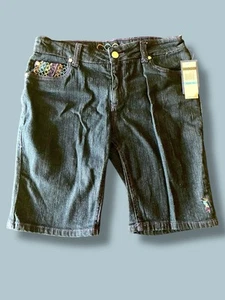 Brand NewCoogi Rainbow Colorful Spellout Embroidered Hip  Logo Jean Shorts - Picture 1 of 10