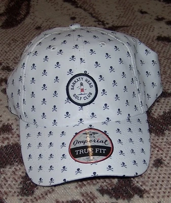 NEW IMPERIAL TRUE FIT Lightweight Cap Hat SANKATY HEAD GOLF CLUB White w/ Skulls - Image 1 of 4