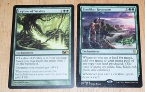 MTG Rare Green 2x Enchantment Zendikar Resurgent & Leyline of Vitality - Bild 1 von 2