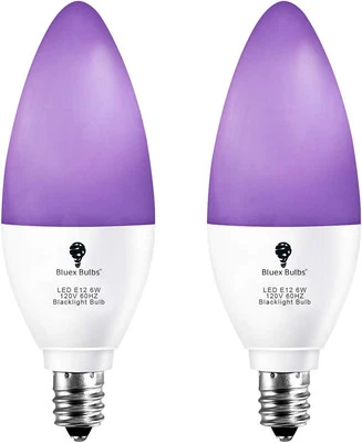 2 Pack 6 Watt E12 Led Blacklight Bulbs For Decorative Neon Lighting - Image 1 of 4